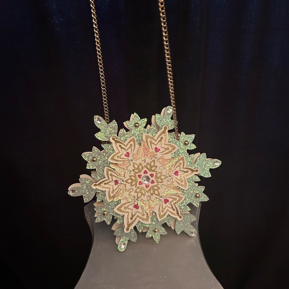 Betsey Johnson Glittery Green and Pink Clutch